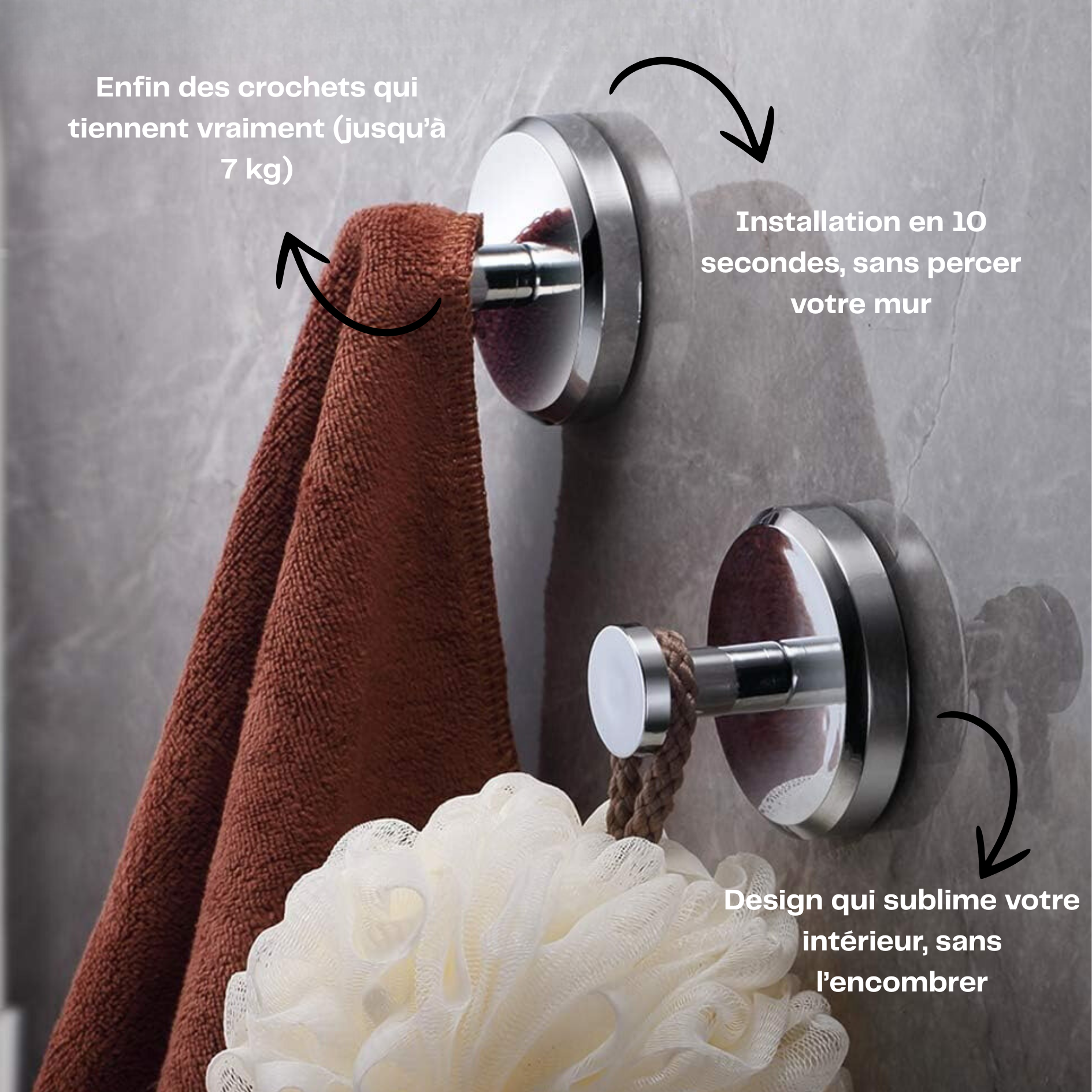 Lot de 4 crochets à ventouse